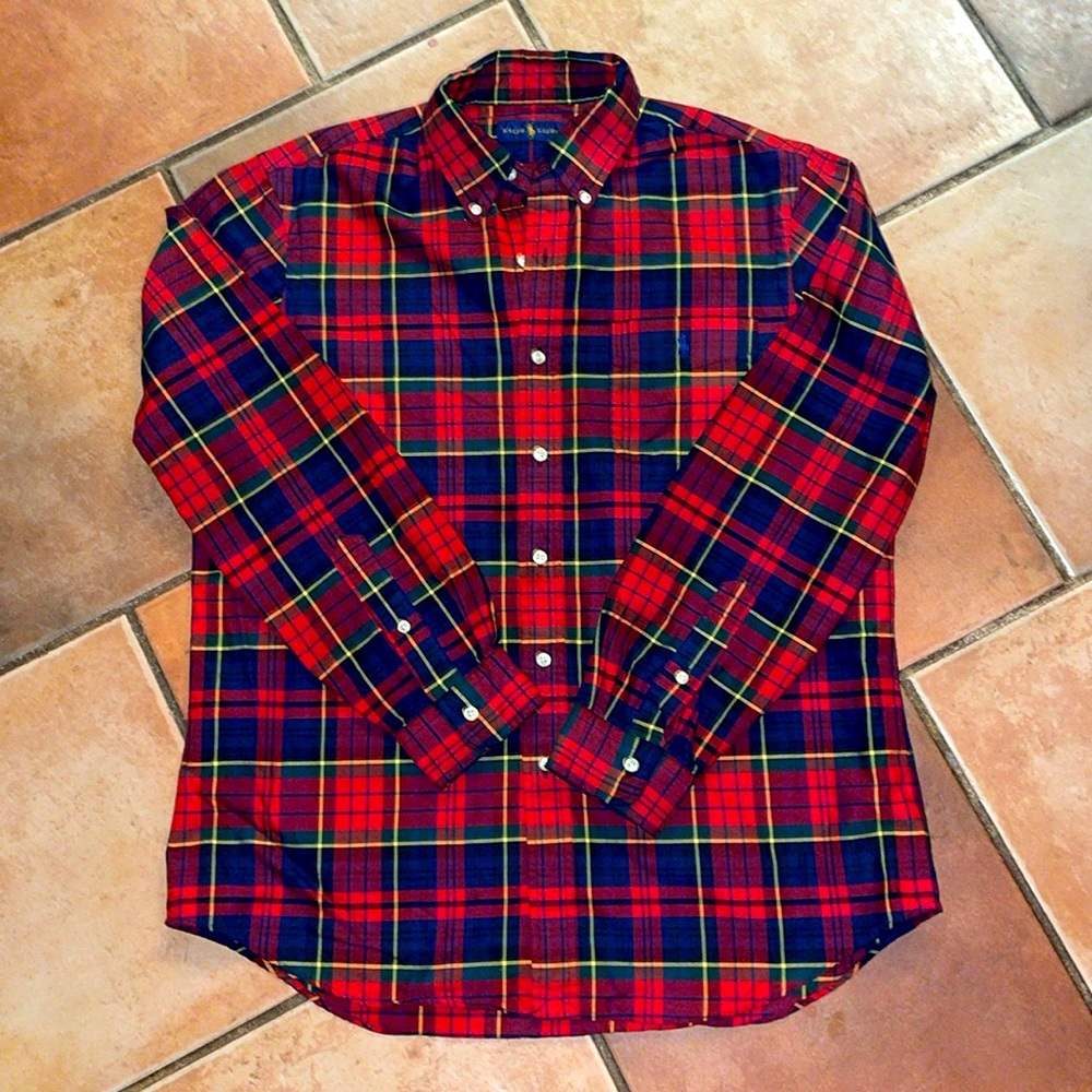 Ralph Lauren- Men’s vintage plaid dress shirt! Size Large!